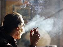 A woman smoking