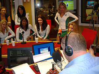 The Boston Celtics Dancers with Steve Bunce