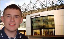 Fred Motson with Pride Park stadium in the background