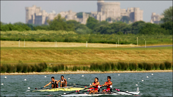 Rowing at Dorney Lake, near Windsor Castle