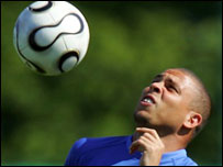 Ronaldo em treino da Seleção neste sábado