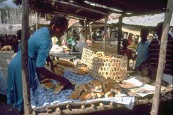 sale of bread in market in Haiti