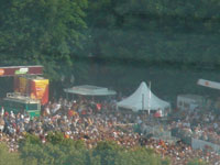 View from the top of the Reichstag building of people watching the match