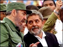 Fidel Castro e o presidente Lula, em setembro de 2003