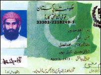 کارت شناسايی امجد حسين معروف به امجد فاروق، عضو دستگير شده شبکه القاعده