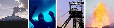 volcano, diver, coal, volcano