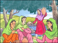 گلالی در چشمه با زنان