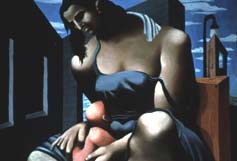 Painting detail: Mother and Child 1930 by Philip Guston, oil on canvas