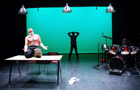 Production shot from Volcano Theatre's production 1977. Photo courtesy Volcano Theatre