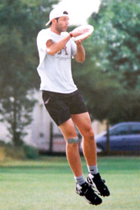 Tim Rushby-Smith playing frisbee, before his accident