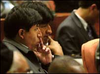 Chanceler David Choquehuanca e presidente Evo Morales, da Bolívia