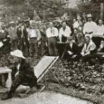 Civilian internees playing chess in this 1915 German propaganda postcard from Ruhleben Camp.