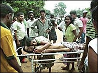Gayan Saranga's mother and relatives gathered at the scene (photo: AHRC)