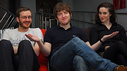 Pantheon of Heroes contributors Ben Partridge, Elis James and Nadia Kamil