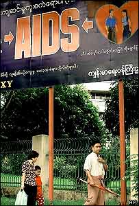 Một áp-phích chống Aids ở Miến Điện