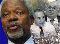 Annan, Papadapulos ve Denktaş ile birlikte