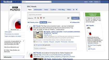 Página de BBC Mundo en Facebook