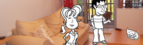 Alice and Khalid in the sitting room