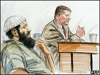 Zekeriya Musavi ve Harry Samit'in mahkeme salonunda çizilen resmi