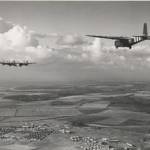 A Halifax aircraft towing a Hamilcar Glider near Blandford, Dorset in 1944/5