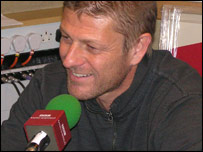 Sean Bean in the Radio Sheffield studio