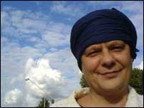 Lady with blue sky