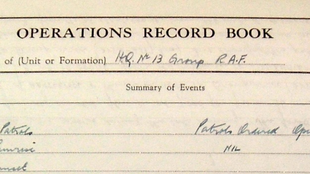 A page, covering the night of the sixth of August 1942, from the ORB of 13 Group