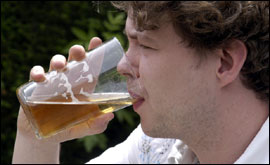Man drinking a pint