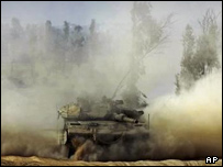 تانک اسرائیلی در مرز با غزه