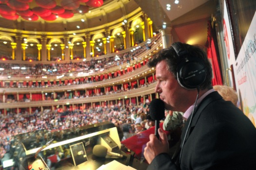 Petroc Trelawny broadcasting from the Proms for BBC Radio 3