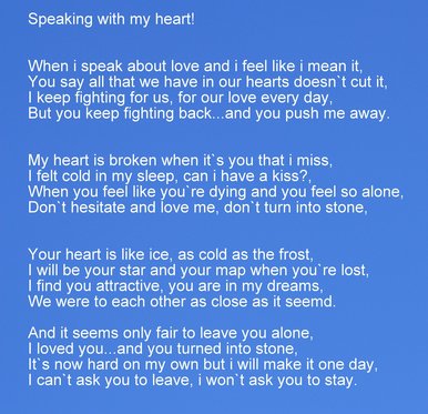 Speaking with my heart!