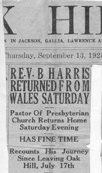 Newspaper cutting about Benjamin Harris
