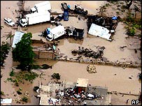 Zaplavená oblast Gonaives na severu Haiti