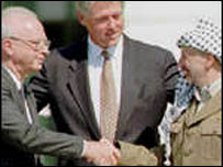 Yaser Arafat, İzhak Rabin, Bill Clinton