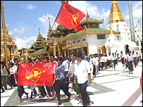 Students join monks 