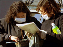 मास्क लगाए चीनी लोग