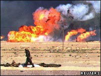 Burning oil fields in Kuwait