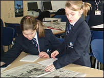 Students trawl newspapers for stories