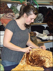 Rachel Denning prepares props