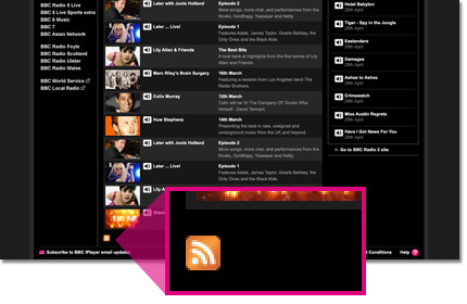 iplayer with rss embed in page