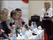 Anna Dementieva presents interactive show Vam Slovo (Have Your Say), which discussed 'brain drain' in Tomsk and Siberia's role in Russia's future in Novosibirsk