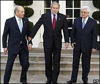 ایہود اولمرت، صدر بش اور محمود عباس 