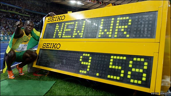 Bolt celebrates another world record