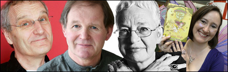 2009 Bookfest authors Jeremy Strong, Michael Morpurgo, Jacqueline Wilson and Titania Woods