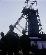 Coal miners at pit head
