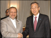 بان کی مون و متکی - عکس از سایت وزارتخارجه ایران