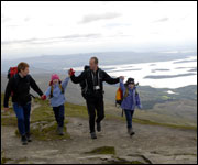 Twins on the way to the top of Ben Lomond