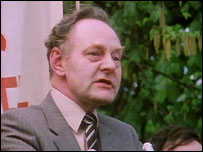 Labour MP David Stoddart talks at a protest rally