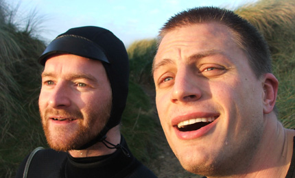 Heads up. Jay and Josh strike a pose before the cold winter hits them on the heads like ice cream. Pic: M dec 06