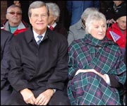Trent Lott and Angus Provost Leslie Melville watch Tartan Day proceedings at Arbroath Abbey